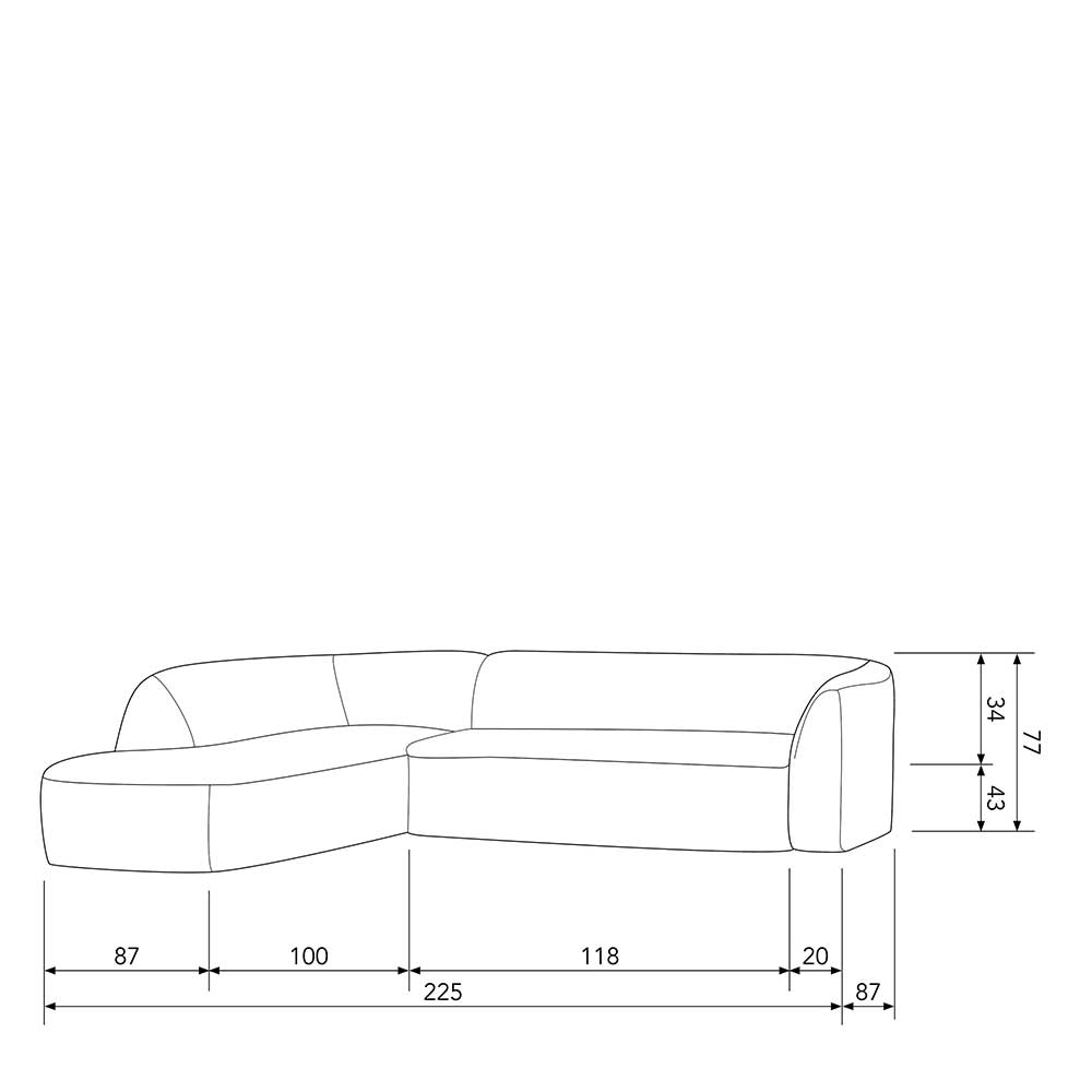 Graue Sofa Ecke Appoloni aus Chenillegewebe im Skandi Design
