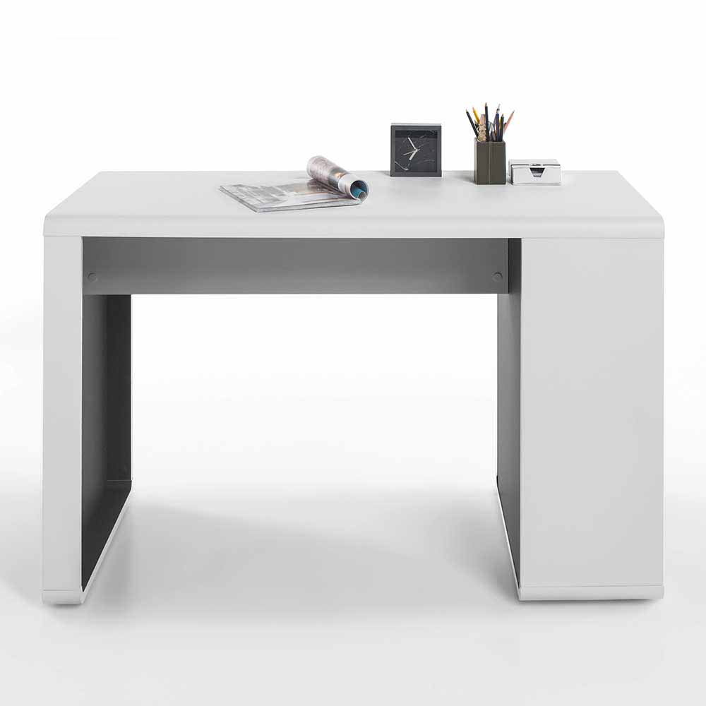 PC Schreibtisch Cino in Weiß Anthrazit mit Regal