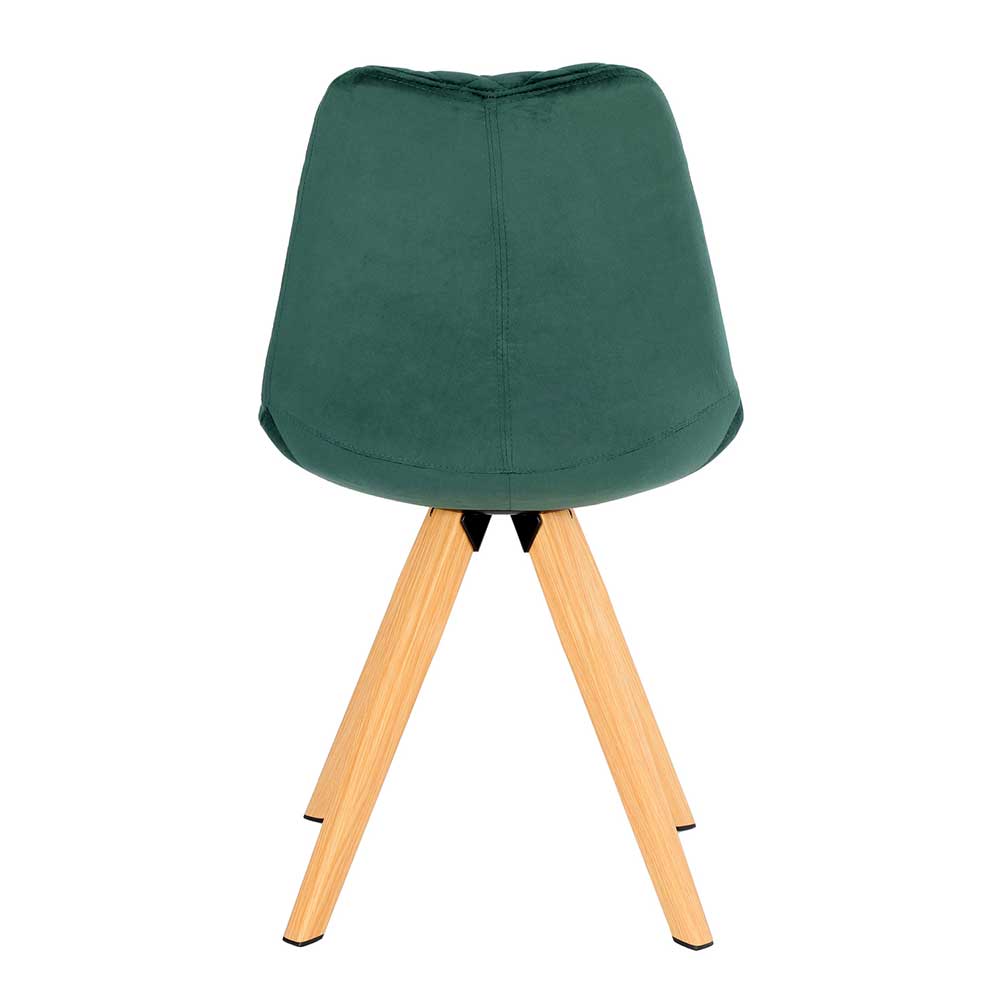 Esstisch Stühle Unesc in Dunkelgrün und Eichefarben aus Samt und Metall (2er Set)