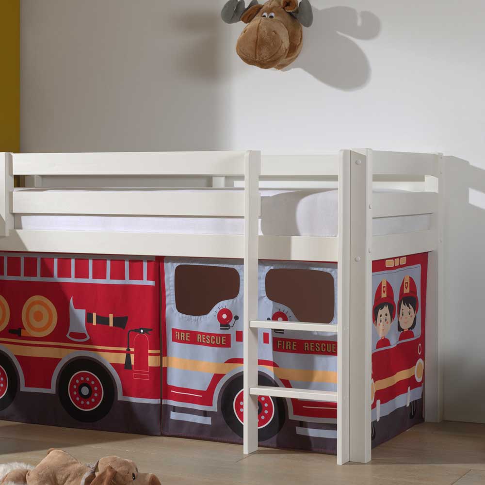 Feuerwehr Kinderbett Carltons mit Rutsche in Weiß und Bunt