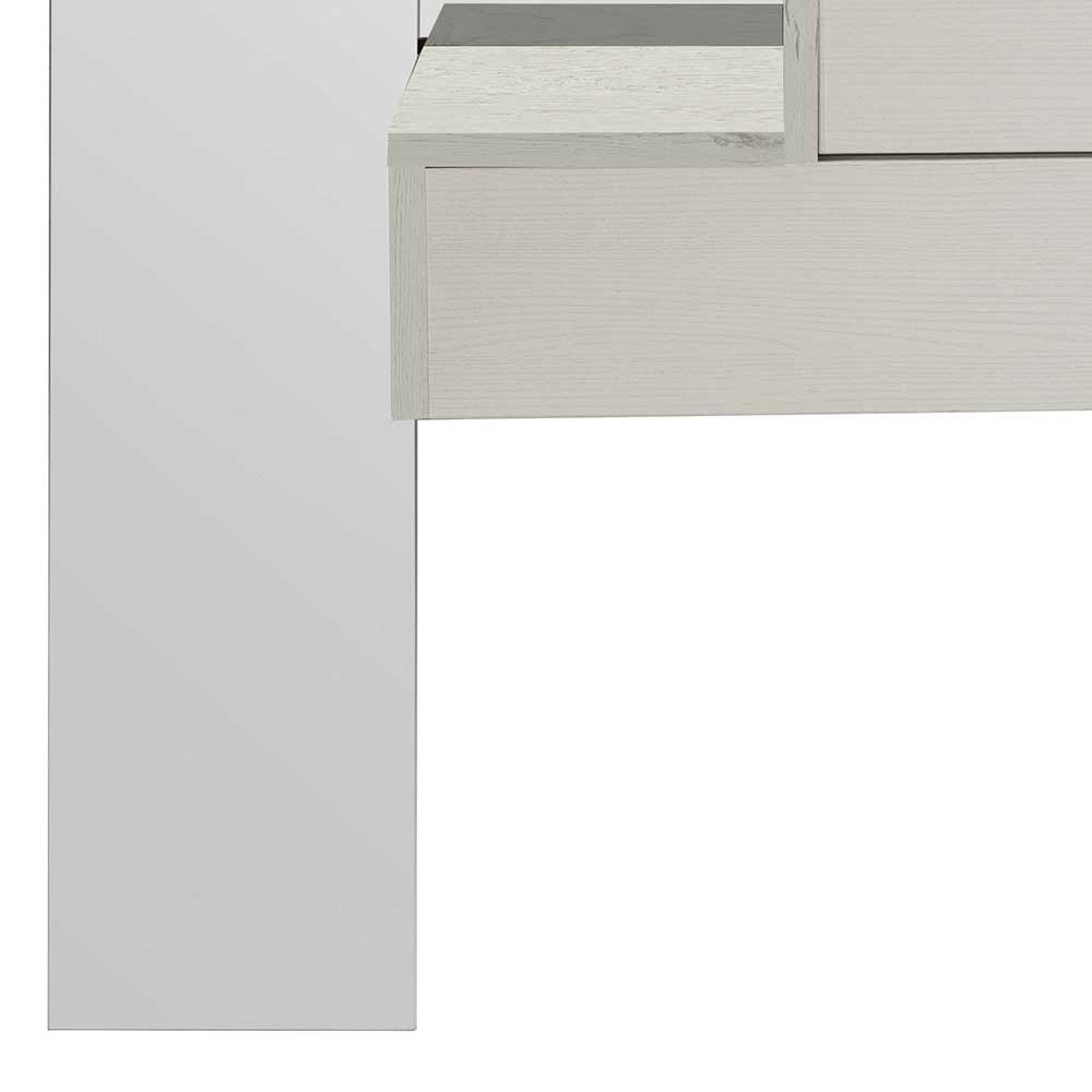 Wandkonsole und Spiegel Elani in Creme Weiß modern (vierteilig)