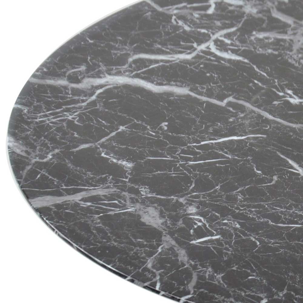 Runder Esstisch Owiconta aus Metall und MDF in Schwarz marmoriert