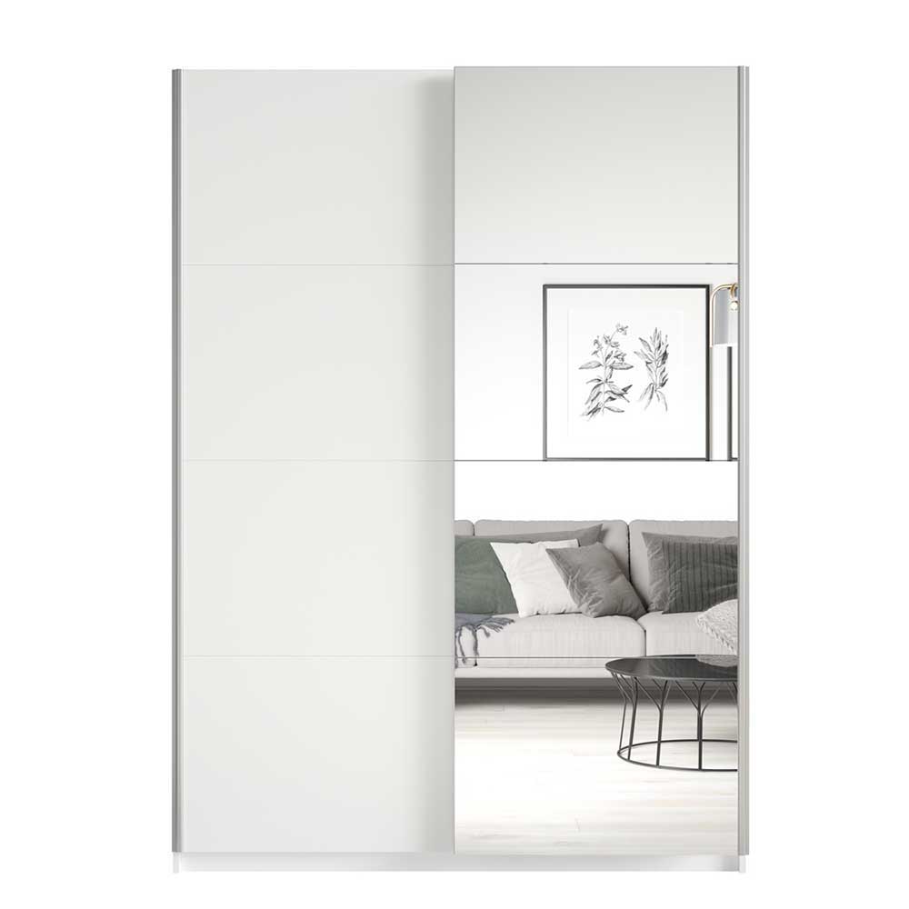 150 cm Schiebetürenschrank Mezzo in Weiß mit Spiegeltür