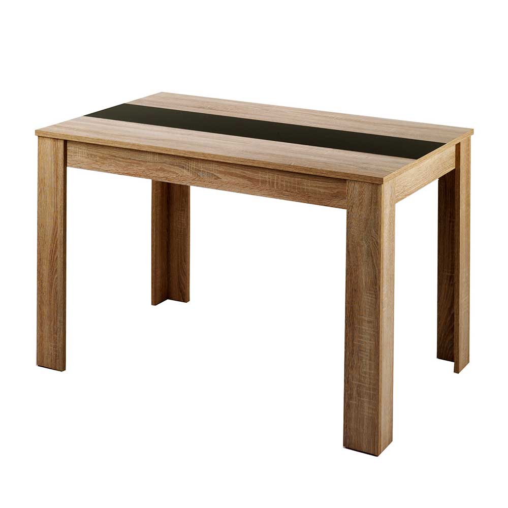 Tisch Esszimmer Titianos - modernes Design in Sonoma Eiche - Schwarz - Weiß