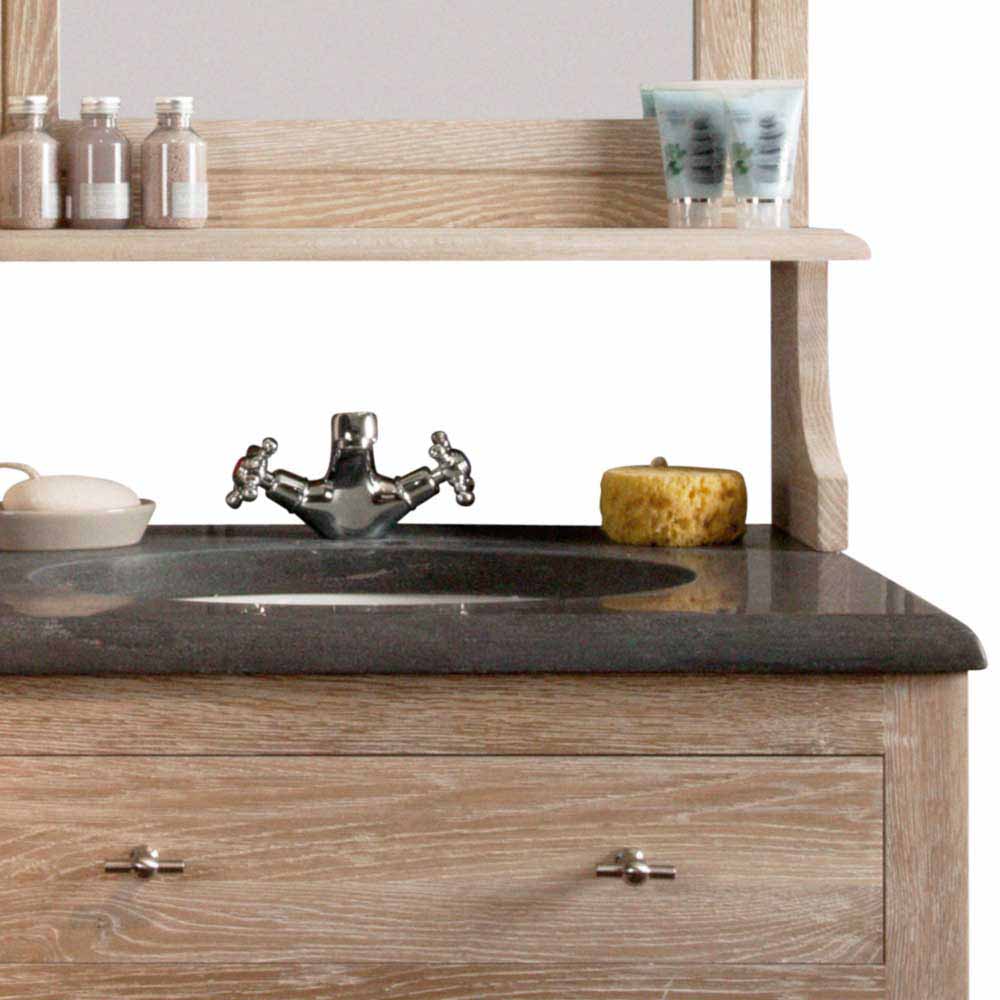 Waschbeckenschrank mit Spiegel Flakes aus Eiche Landhaus rustikal