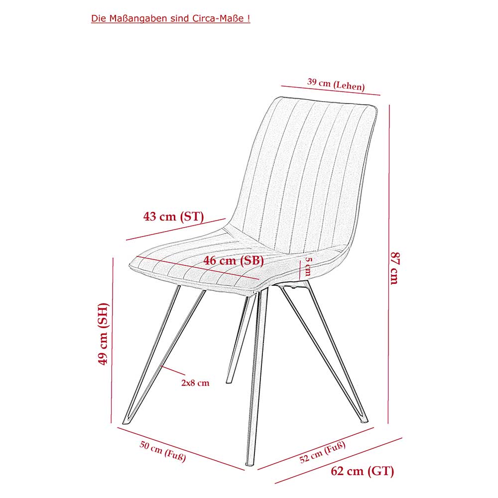 Esstisch Stühle Sotrigo aus Microfaser und Metall in modernem Design (Set)