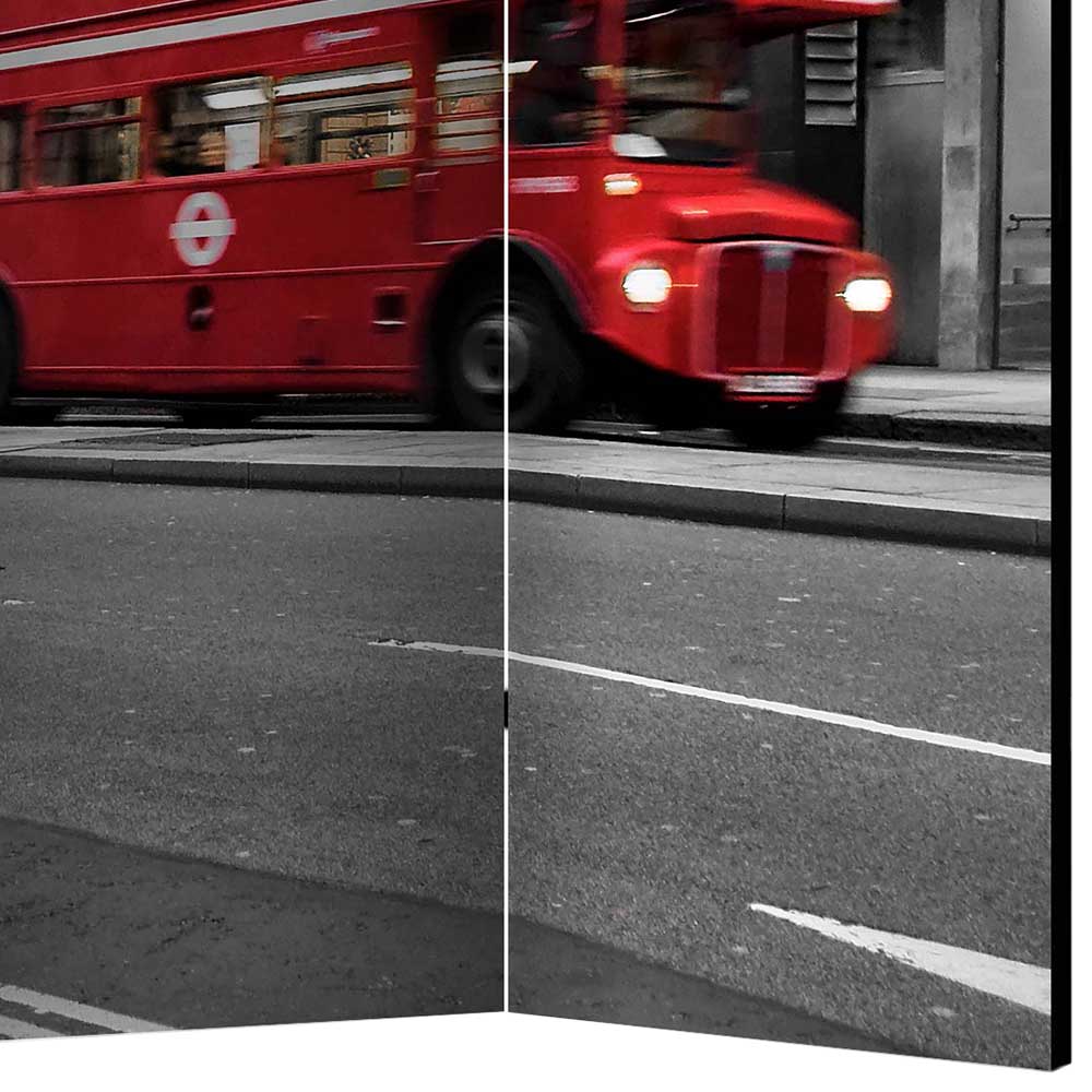 Raum Trennwand Noelle in Rot und Grau mit LONDON Motiv