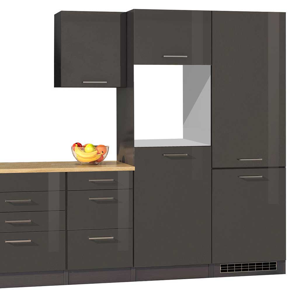 Küchenmöbel Kombination Fermona in Grau 360 cm breit (achtteilig)