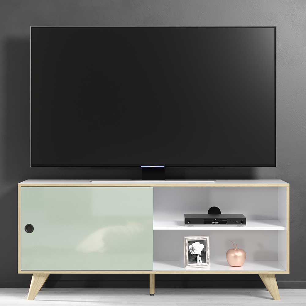Skandi Design Fernsehunterschrank Zentry in Weiß und Mintgrün