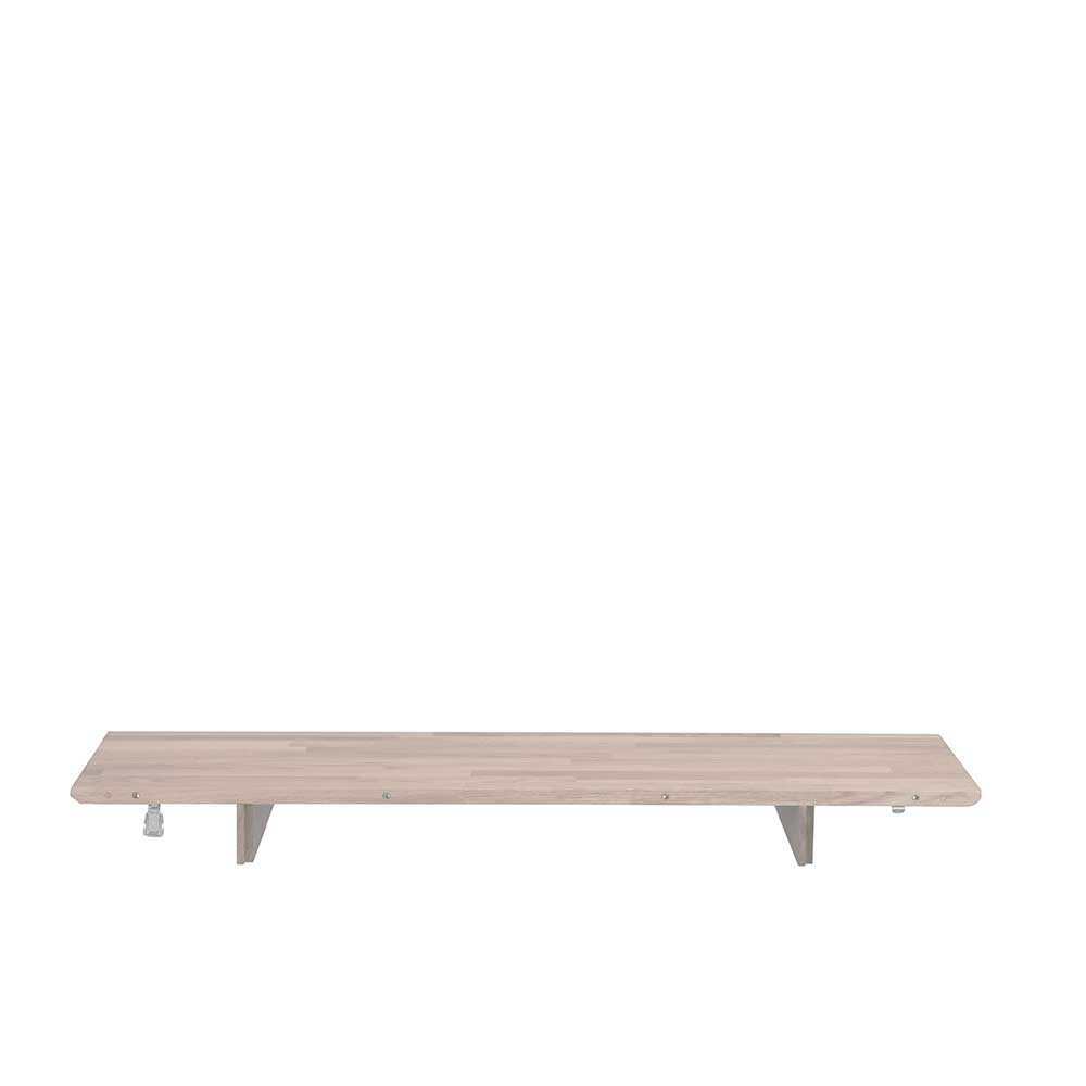 Esstischgruppe Vurian aus Eiche White Wash massiv mit ovalem Tisch (fünfteilig)