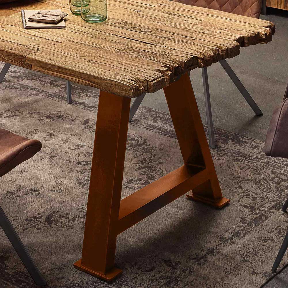 Recycling Holz Tisch Fiorenza im Industrie und Loft Stil mit A Fußgestell