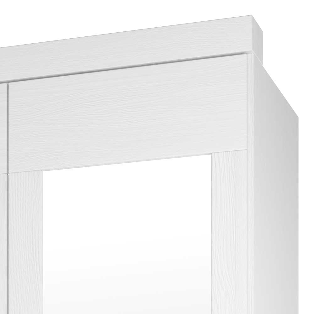 Spiegeltüren Holzschrank Plajado in Weiß mit Pinie furniert