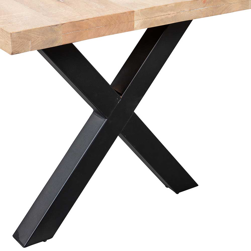 X-Gestell Tisch Forest mit Massivholz Platte gekälkt