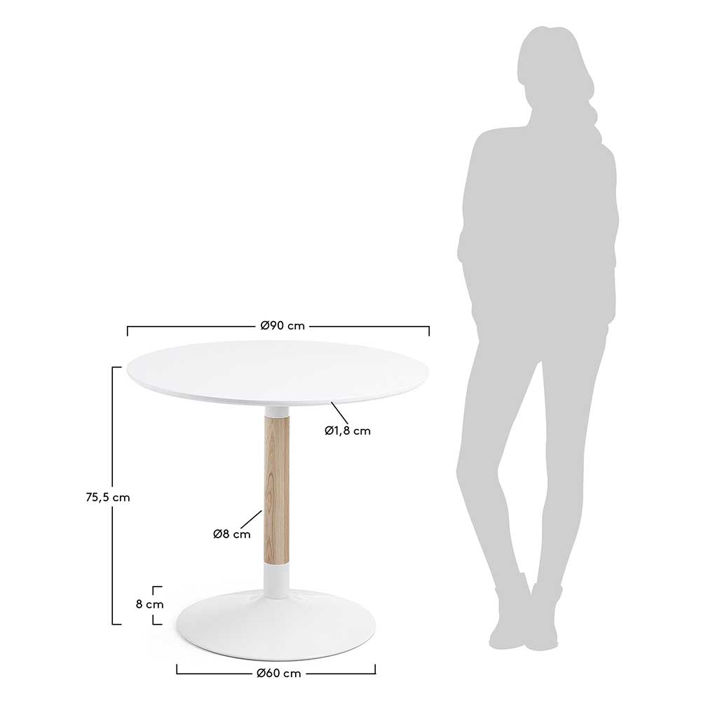 Runder Tisch Firadila in Weiß mit Tellerfuß-Gestell