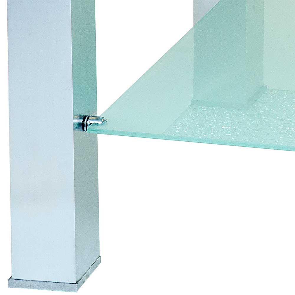 Sofatisch Millie in modernem Design aus Glas und Aluminium