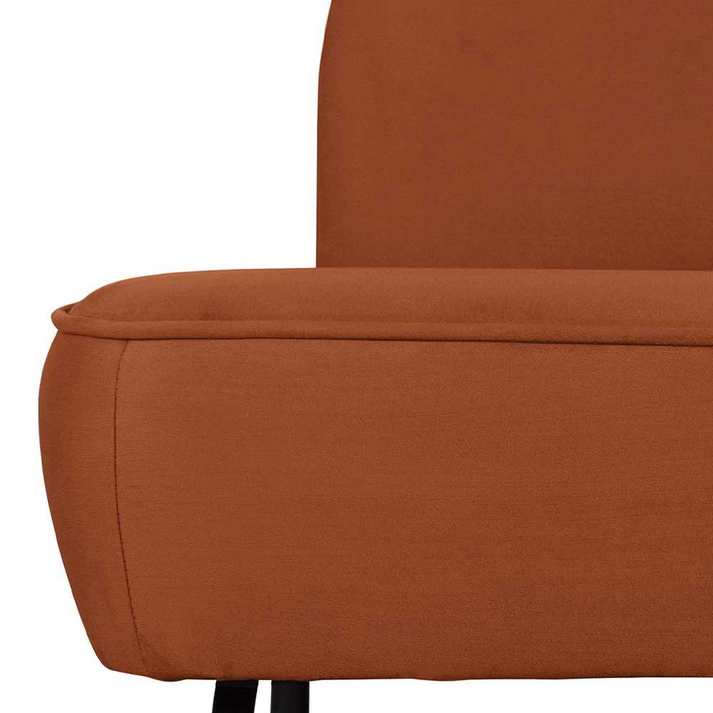 Kleine Couch Losiamos in Rostfarben aus Samt und Metall