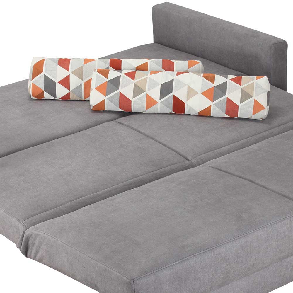 Couch Cajamos in Grau Stoff mit Schlaffunktion