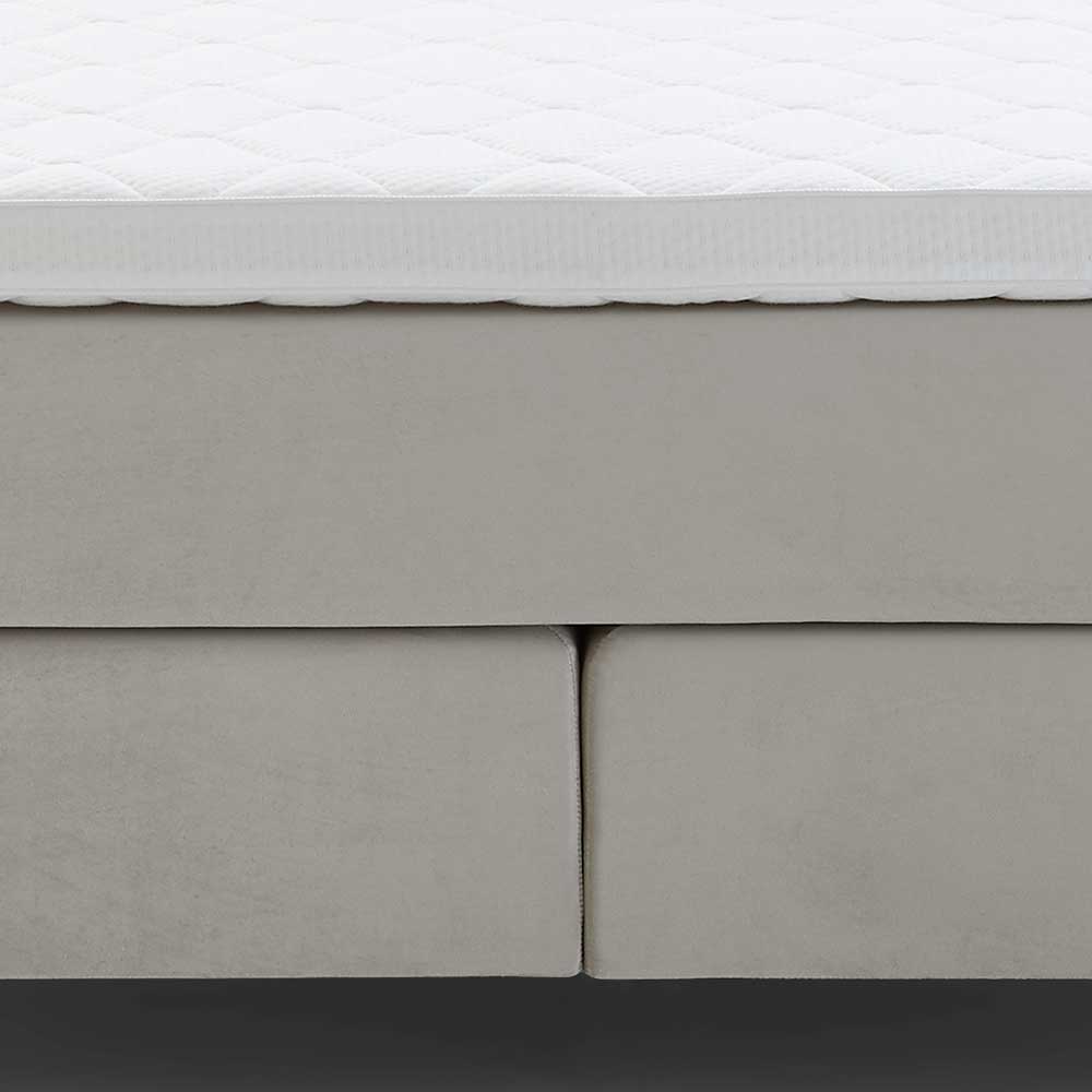 Springboxbett Cassius in Creme Weiß Kunstleder mit 145 cm Kopfteil