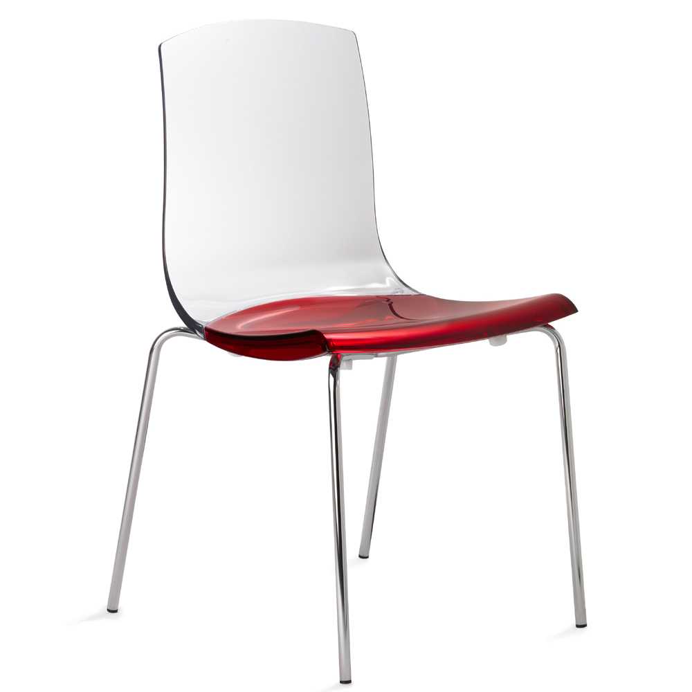 Moderner Stuhl aus Stahl und transparentem Polycarbonat