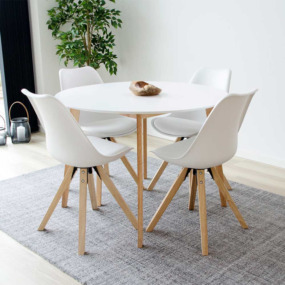 Essgruppe Volmario mit rundem Tisch im Skandi Design | Pharao24.de