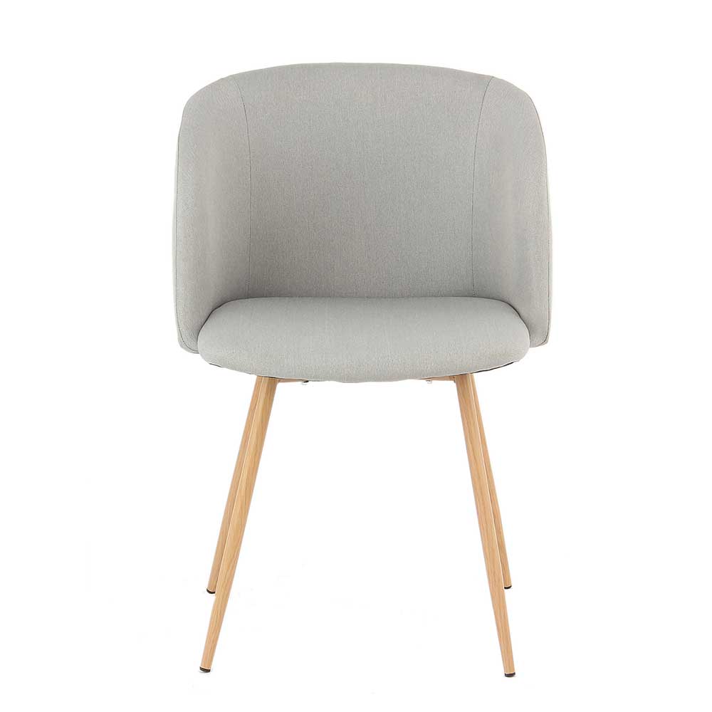 Esstisch Stühle Matt in Grau und Naturfarben aus Webstoff und Metall