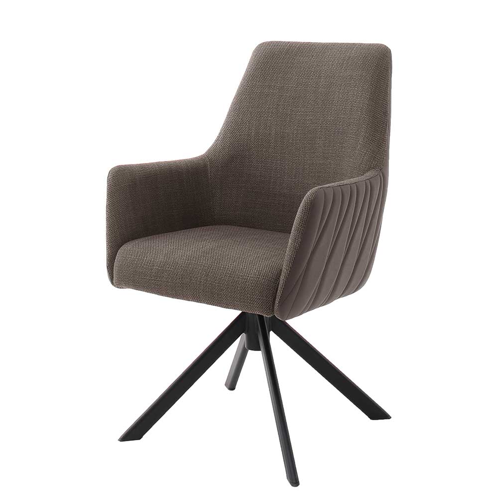Moderne Esstisch Sessel Gray in Hellbraun und Schwarz drehbar