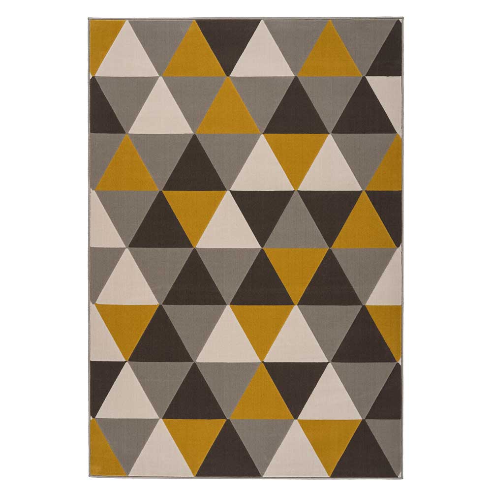 Teppich mit Dreiecks-Muster in Gold und Grau