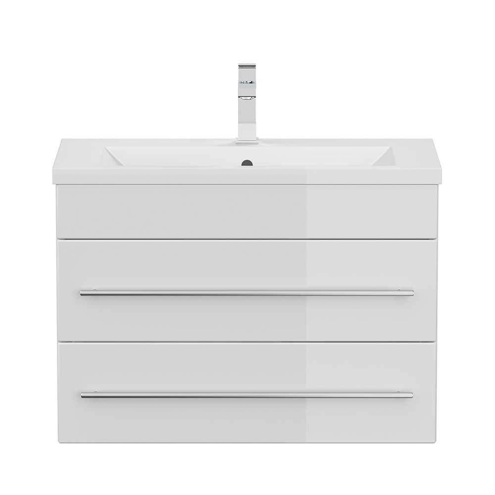 Schubladen Waschtischunterschrank Venisago in Weiß Hochglanz 70 cm breit