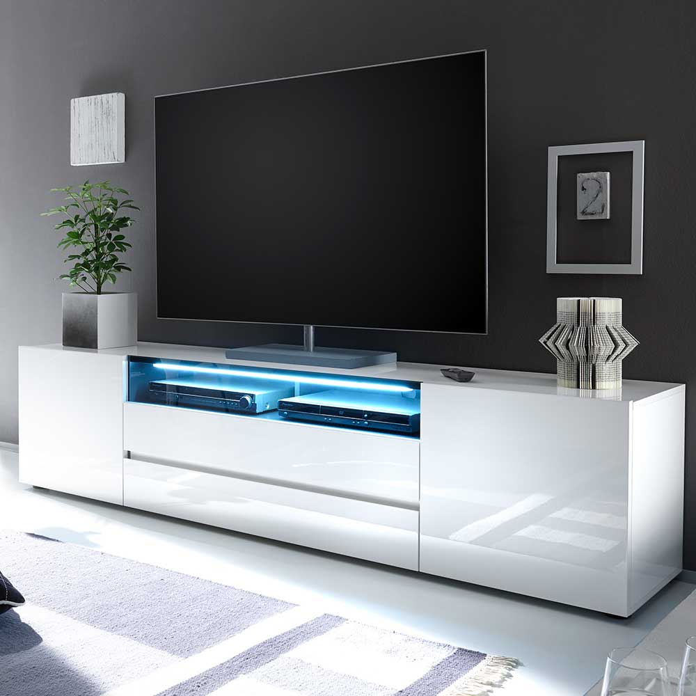 LED Lowboard TV-Schrank Hochglanz Sideboard Beistelltisch Wohnzimmer Tisch Set