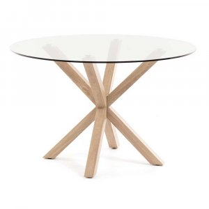 SICOTAS rundes Glastisch 89 x89 x74 cm rundes Esstisch aus gehärtetem Glas moderner Küchentisch Runder Tisch mit Verchromte Beine Esszimmertisch 