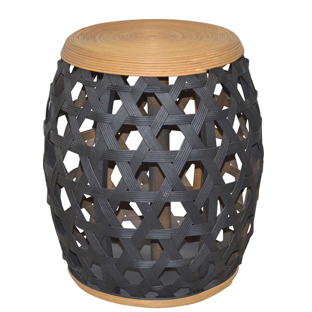 Holz Beistelltisch Roseanna in Schwarz und Naturfarben aus Bambus und Tannenholz