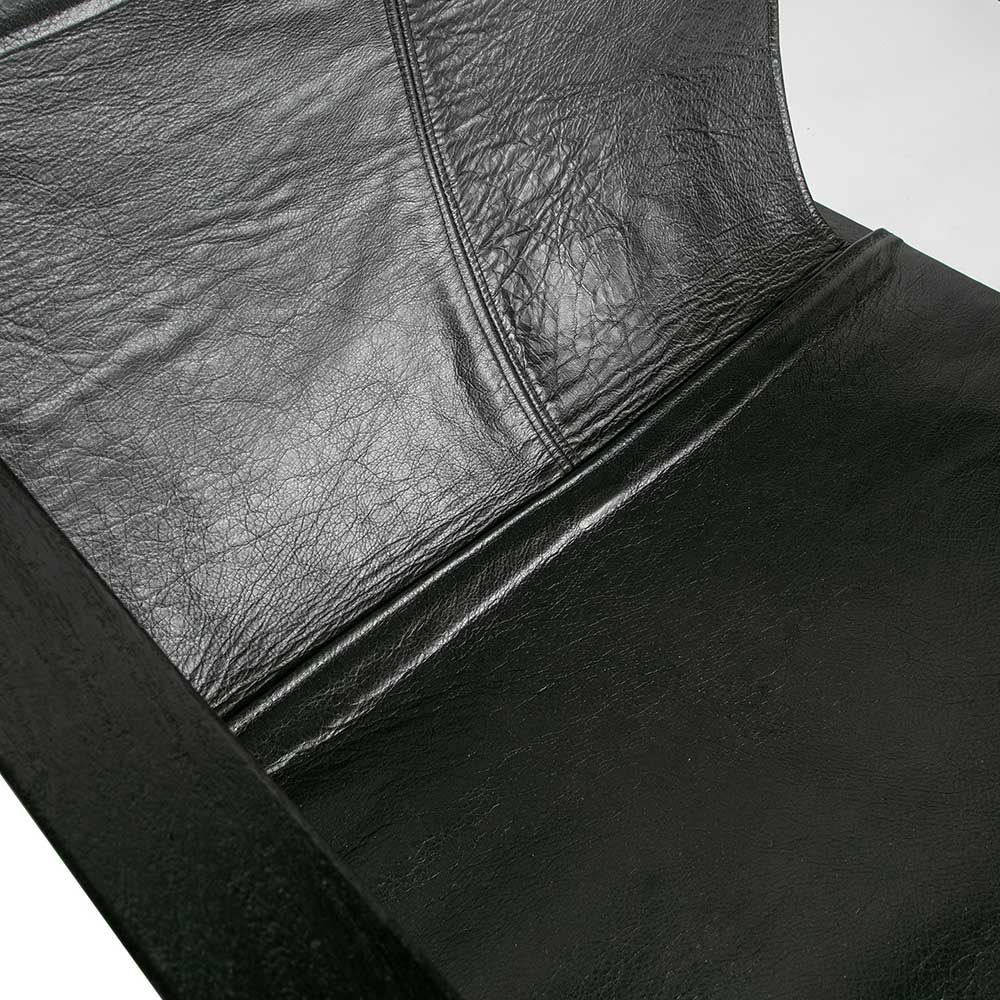 Design Lounge Sessel Piatto in Schwarz Leder mit Armlehnen