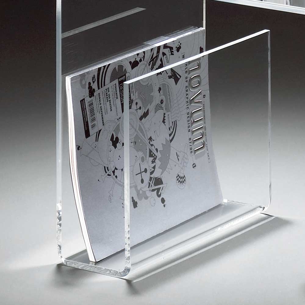 Beistelltisch Trendenca aus Acrylglas mit Zeitungsablage