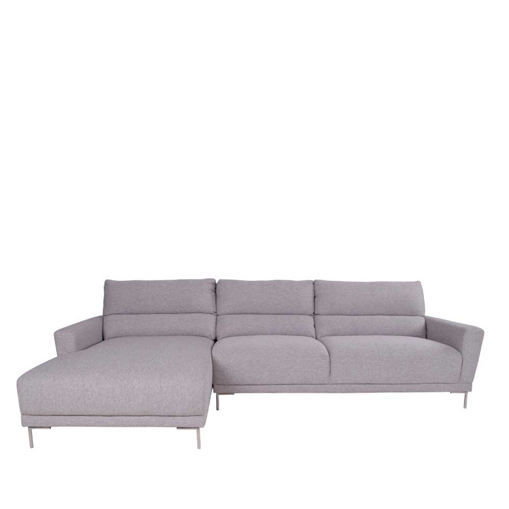 L Sofa Nurcias in Hellgrau Webstoff im Skandi Design