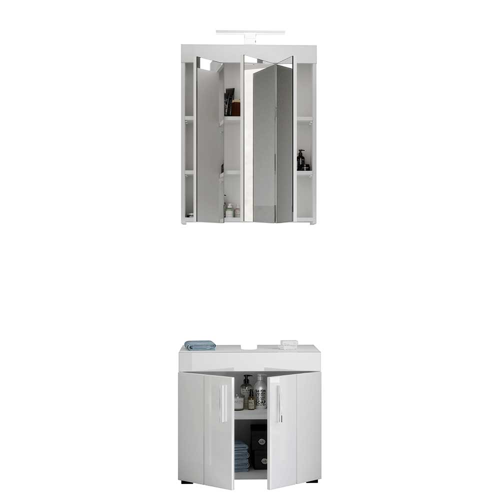 Modernes Badezimmermöbel Set Zitalian in Weiß 60 cm breit (zweiteilig)