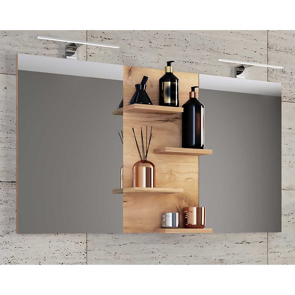 Badezimmerspiegel mit Ablagen Fanan in modernem Design 112 cm breit