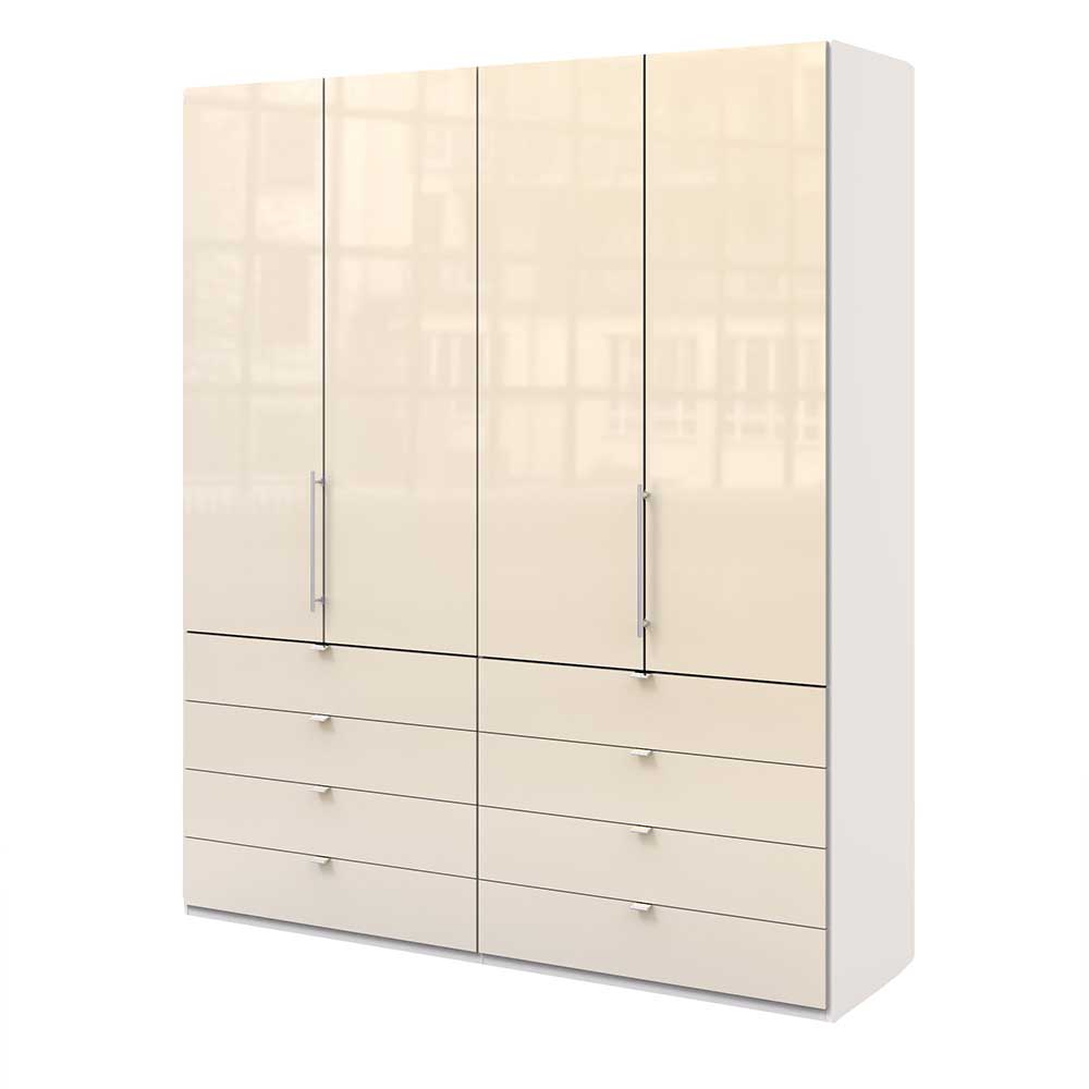 Großer Schlafzimmer Kleiderschrank Invelita in Creme Weiß mit acht Schubladen