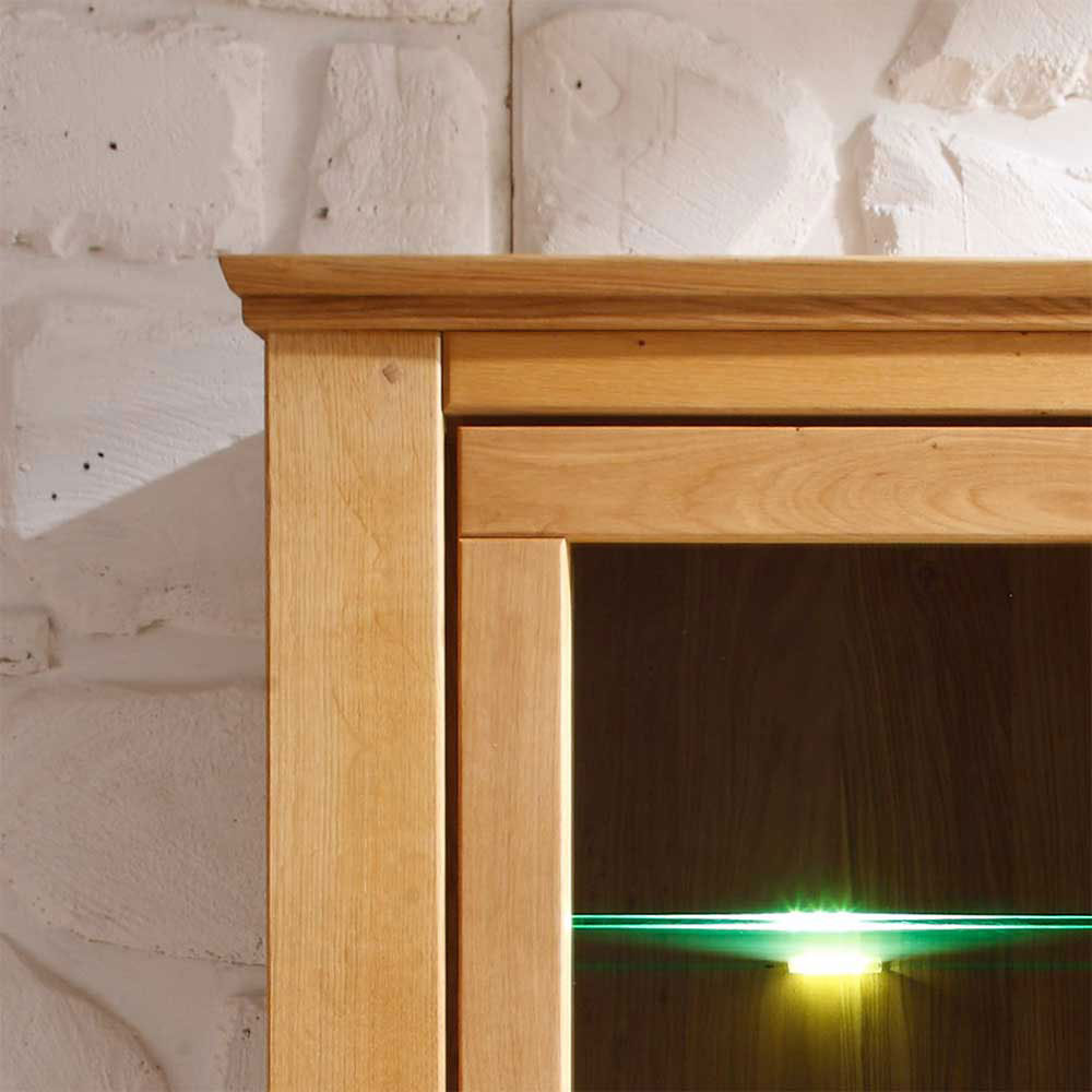 Wohnzimmer Schrankwand Grasilla aus Wildeiche mit LED Beleuchtung (vierteilig)