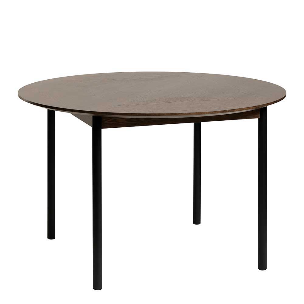 Esszimmergruppe Muyana mit rundem Tisch in Eiche dunkel & Schwarz (fünfteilig)
