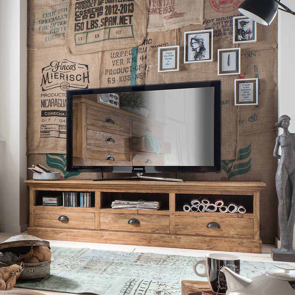 TV Lowboard Dotagon aus Teak Recyclingholz 180 cm