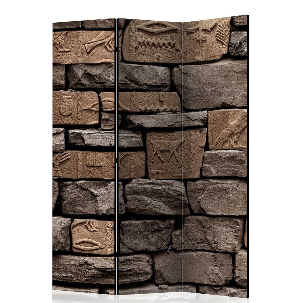 Paravent Raumteiler Argenta im rustikalen Stil mit Steinmauer Motiv