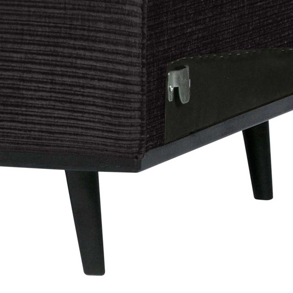 Modules Couch Element Metra in Dunkelgrau mit Vierfußgestell aus Holz