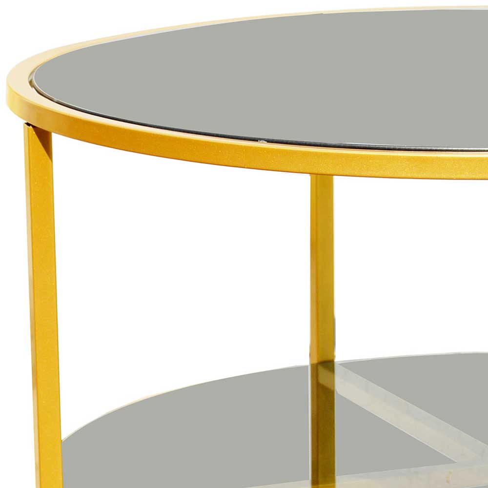 Glastisch Fanduda in Grau und Goldfarben 75 cm breit
