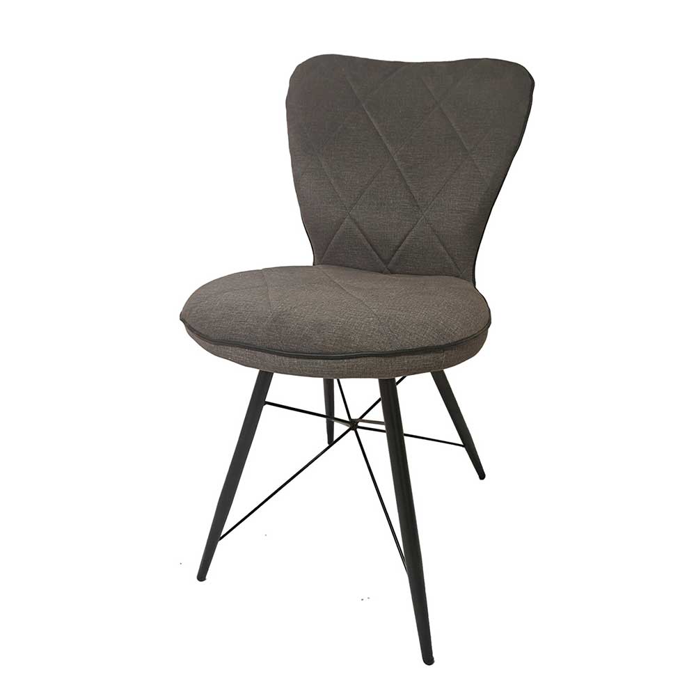 Graue Stühle Minon in modernem Design mit Gestell aus Metall (2er Set)