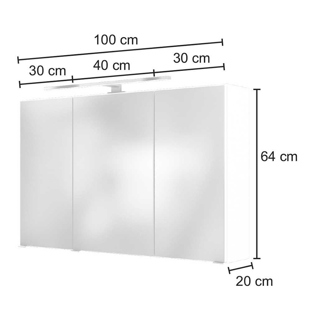 Weißes Komplett Badezimmerset Varison für Wandmontage mit LED Beleuchtung (zweiteilig)