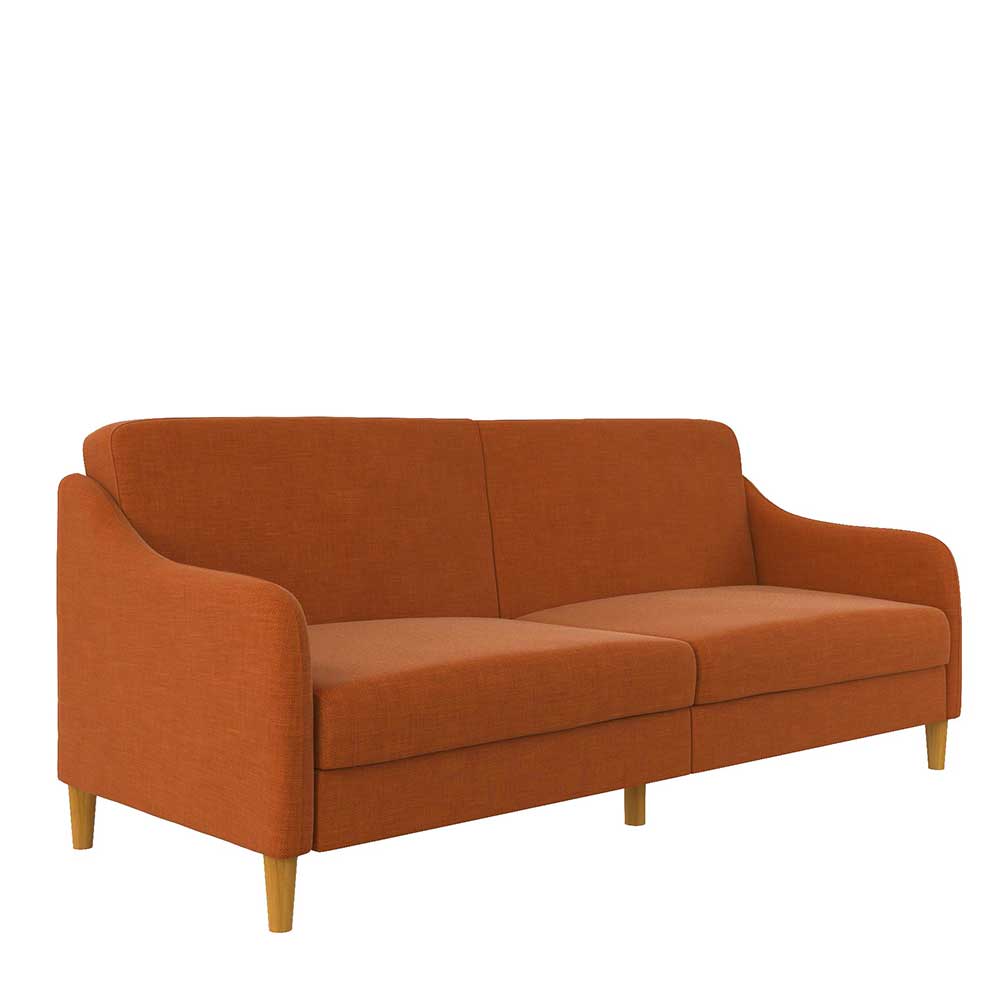 Orange Klappcouch Jeanna in modernem Design 195 cm breit