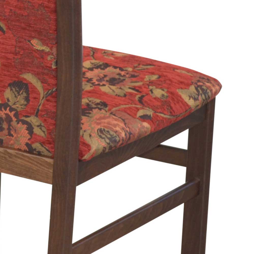 Esstisch Stühle Caldiza in Nussbaumfarben und Rot mit Blumen Motiv (2er Set)
