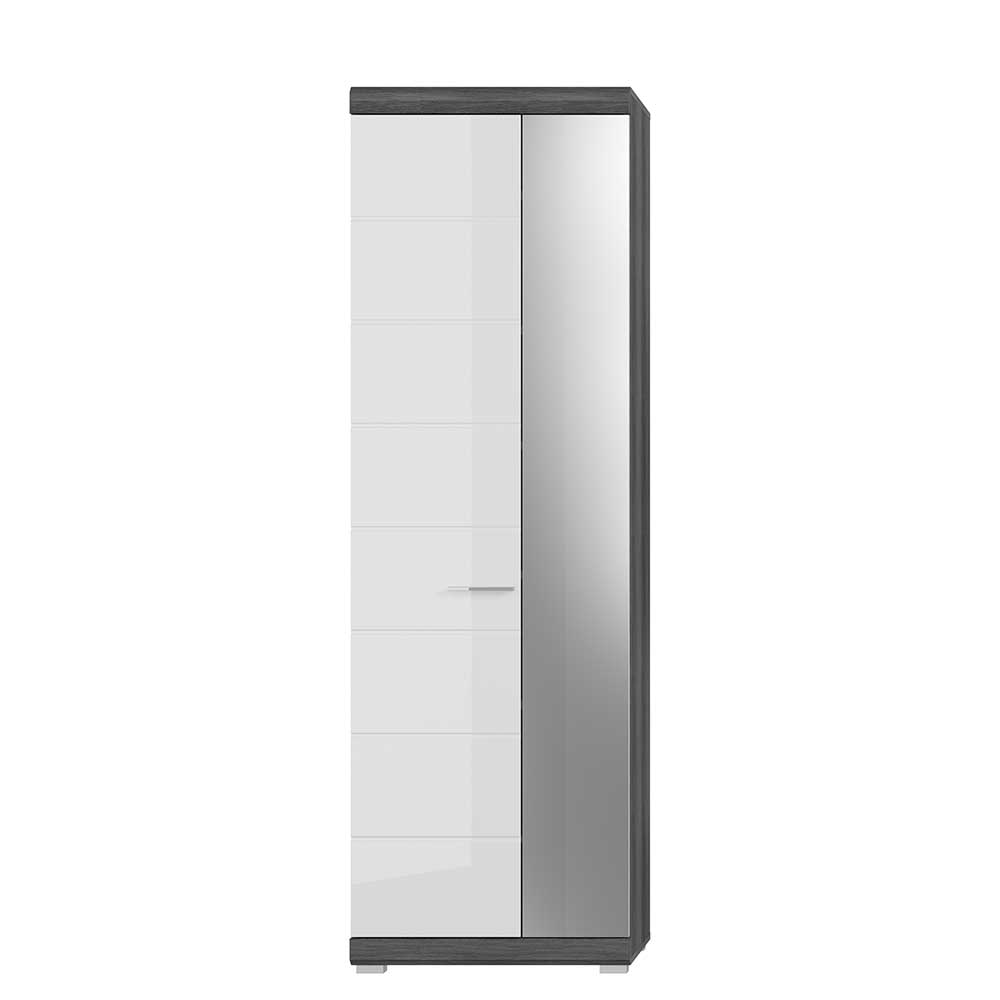 Modernes Flurmöbel Set Hayoran in Grau und Weiß mit Hochglanzfront (dreiteilig)