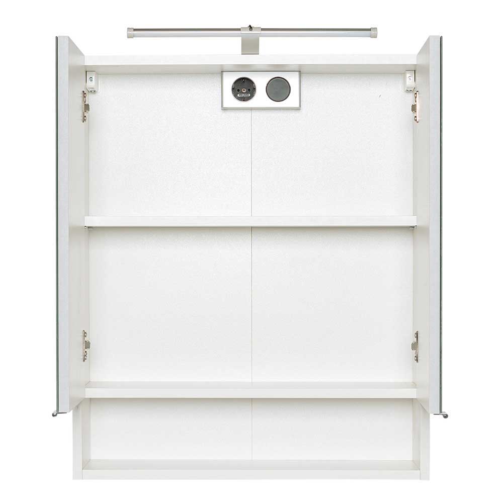 Weißes Badezimmer Set Vadoria mit LED Beleuchtung 85 cm breit (dreiteilig)