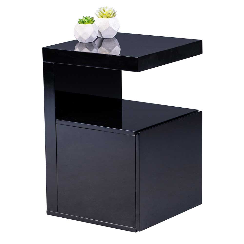 Beistelltisch Sofa Circiut in Schwarz mit einer Schublade